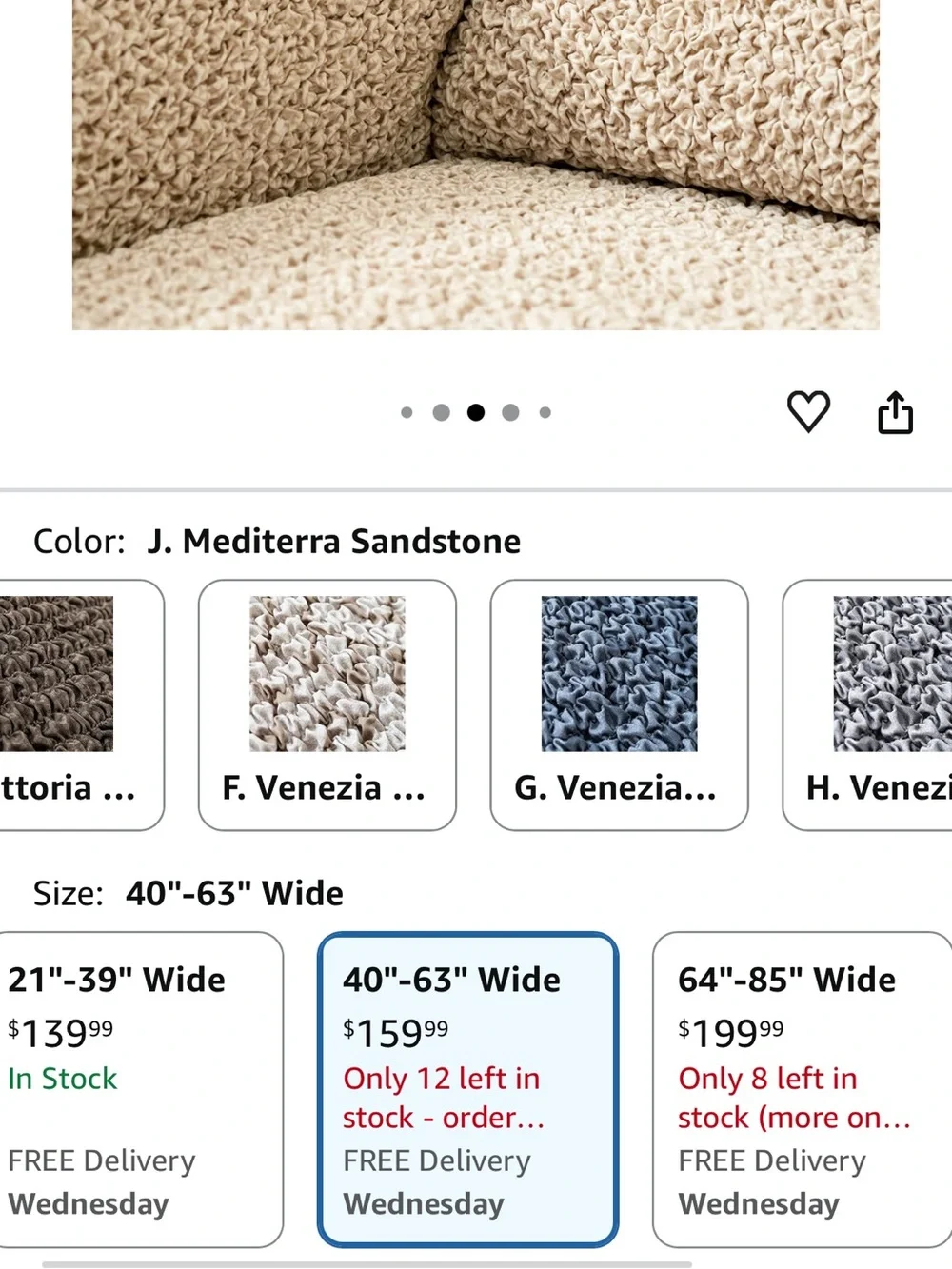 Paulato Sofa Slipcover 40-63 In Mediterra Sandstone Stretch Couch Cover Beige